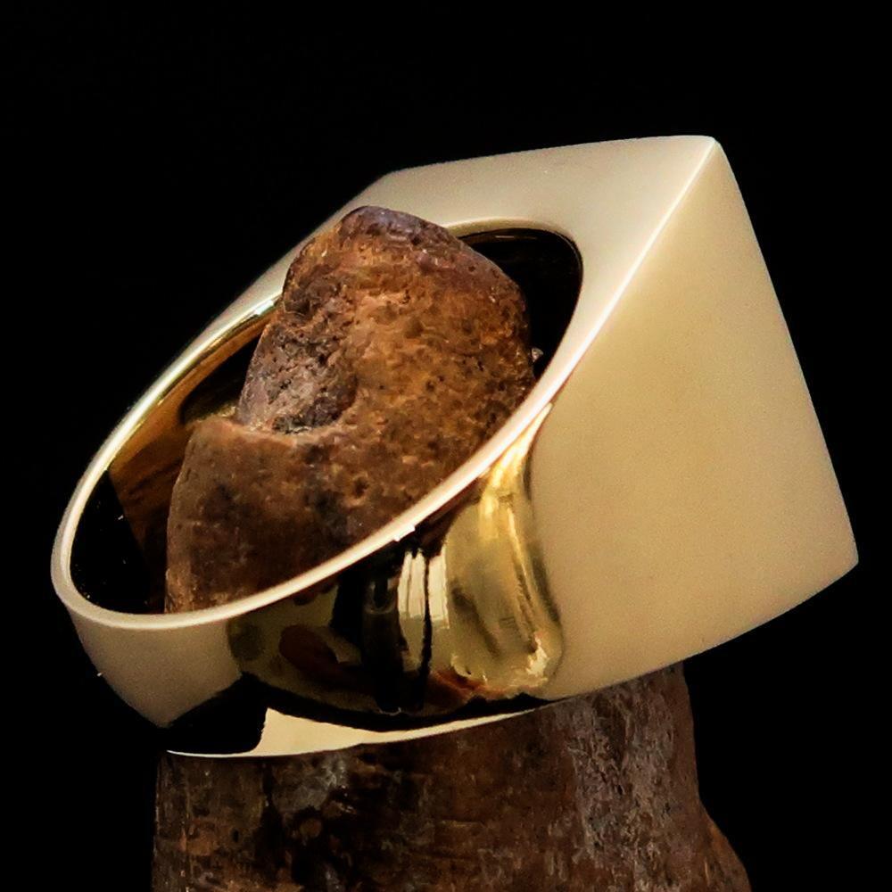 Excellent crafted Men's Pirate Skull Ring red Maltese Cross - Solid Brass - BikeRing4u