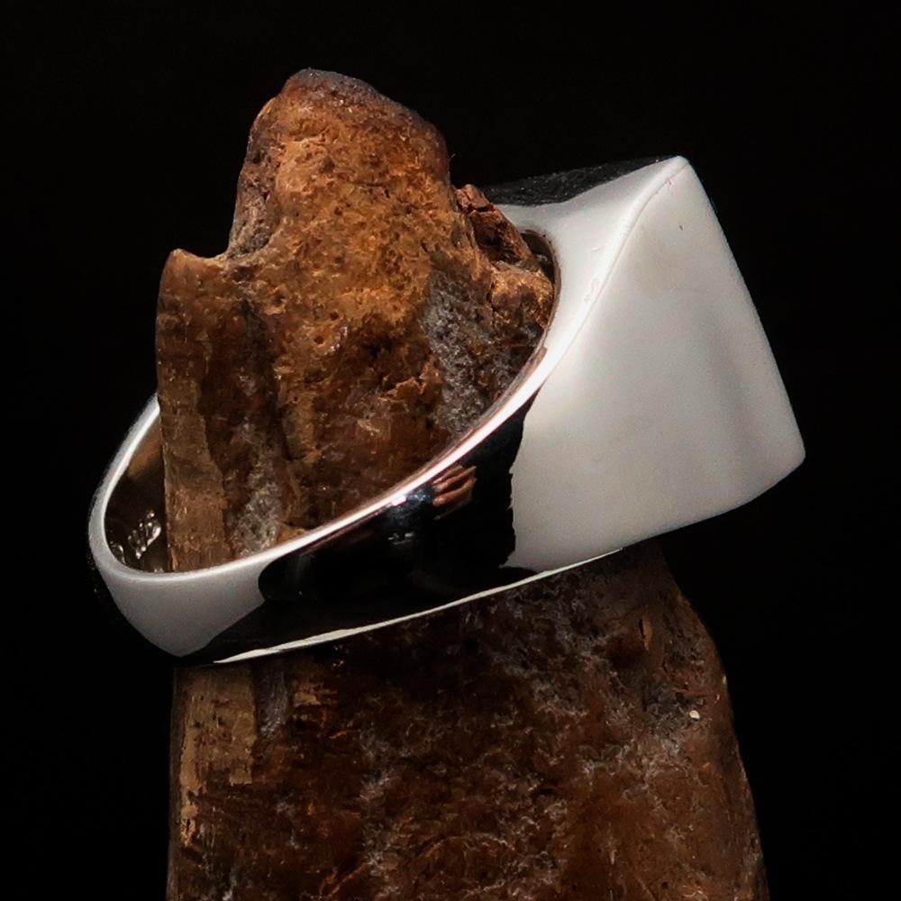 Perfectly crafted Men's rectangle Flag Ring Cambodia - Sterling Silver - BikeRing4u