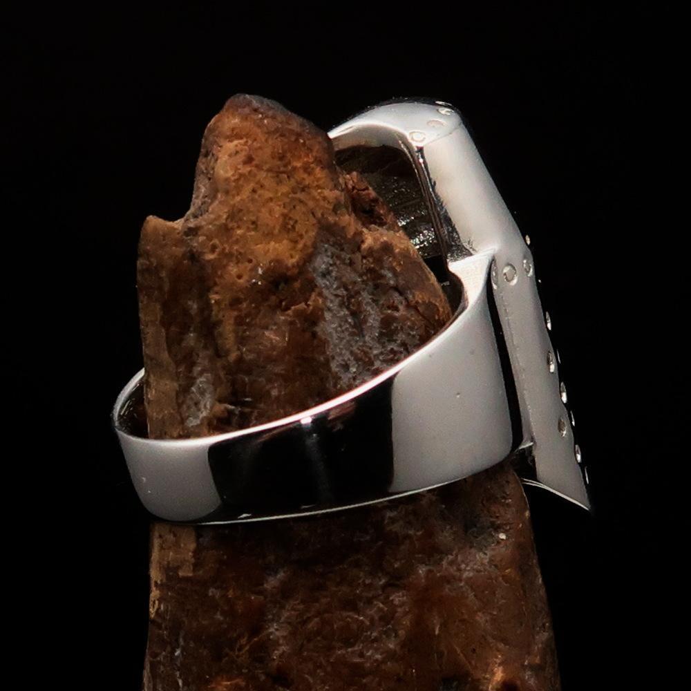 Excellent crafted Men's Medieval Ring Templar Knight Helmet - Sterling Silver - BikeRing4u