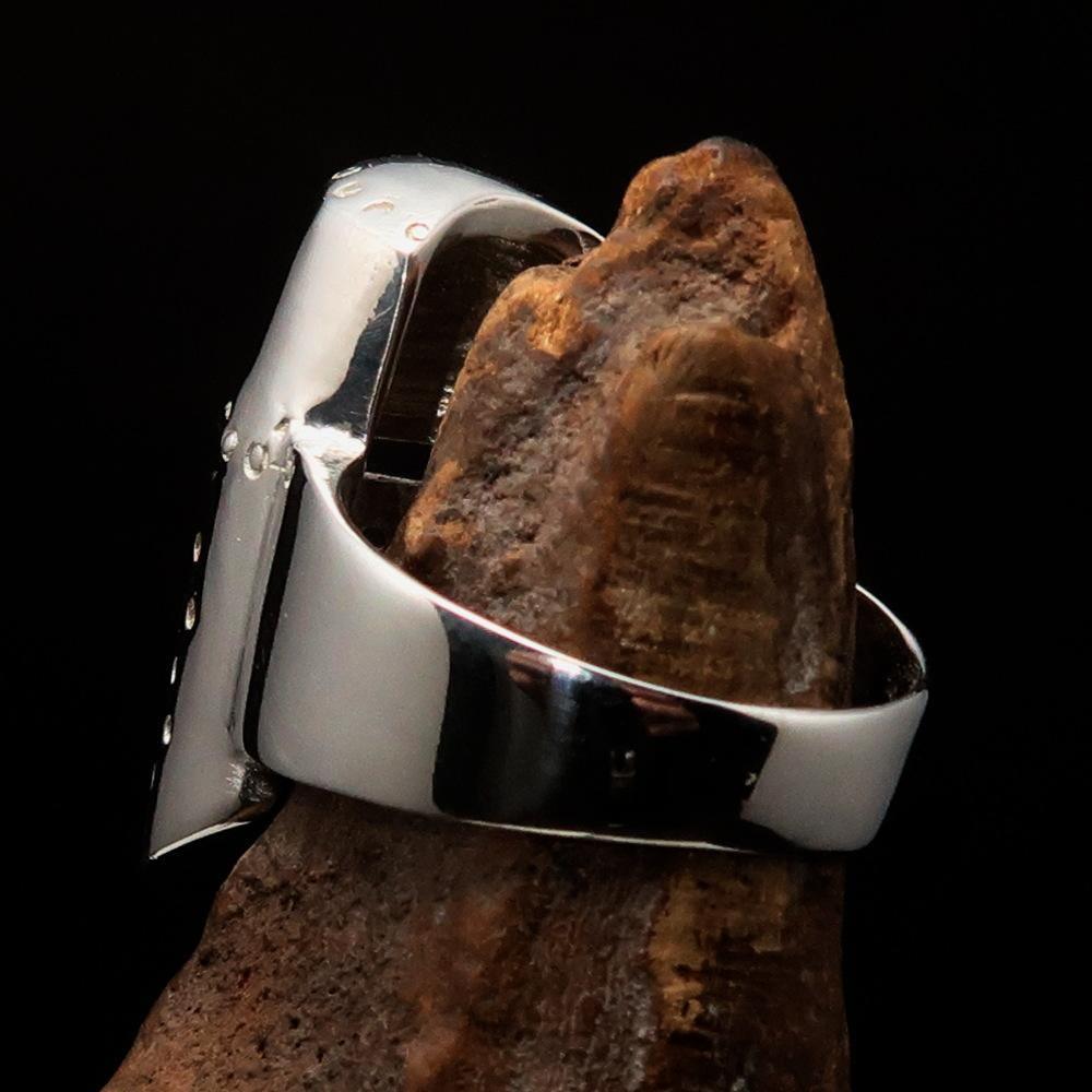Excellent crafted Men's Medieval Ring Templar Knight Helmet - Sterling Silver - BikeRing4u