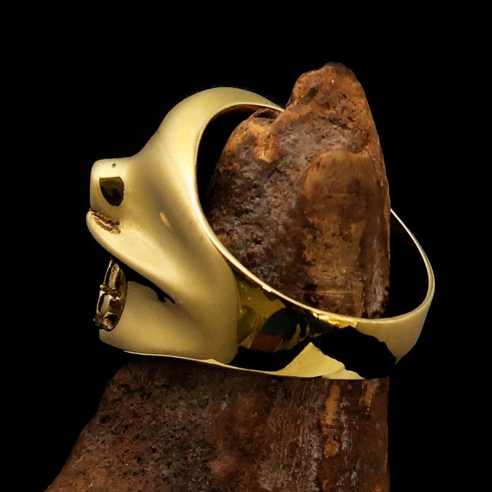 Excellent Crafted Men's green Number 13 Gnome Skull Ring - solid Brass - BikeRing4u