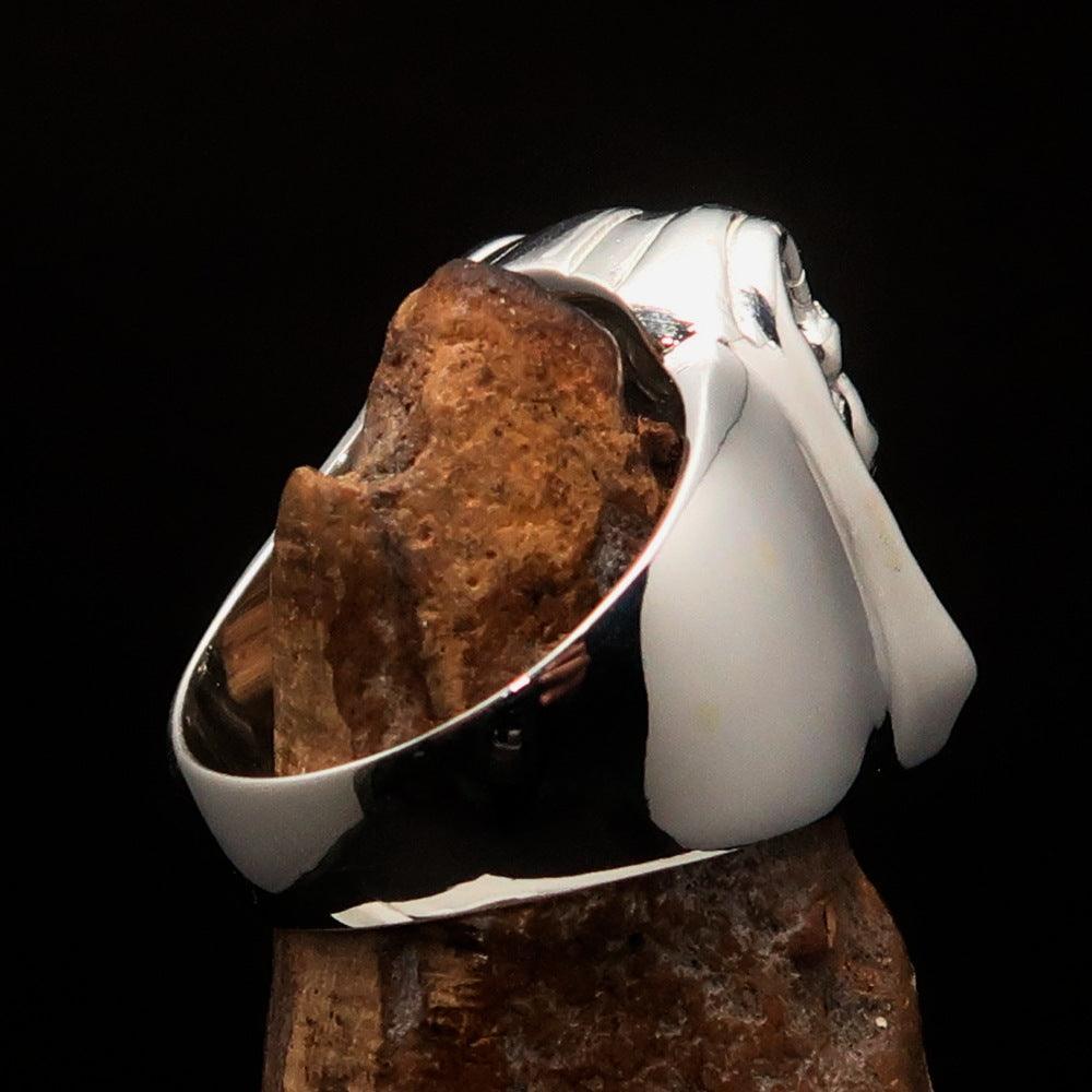 Perfectly crafted Men's Egyptian Pharaoh Sphinx Mummy Ring - shiny Sterling Silver - BikeRing4u