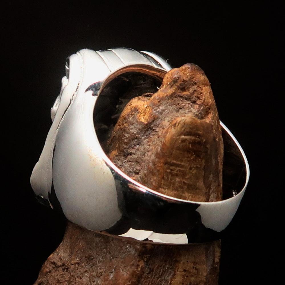 Perfectly crafted Men's Egyptian Pharaoh Sphinx Mummy Ring - shiny Sterling Silver - BikeRing4u