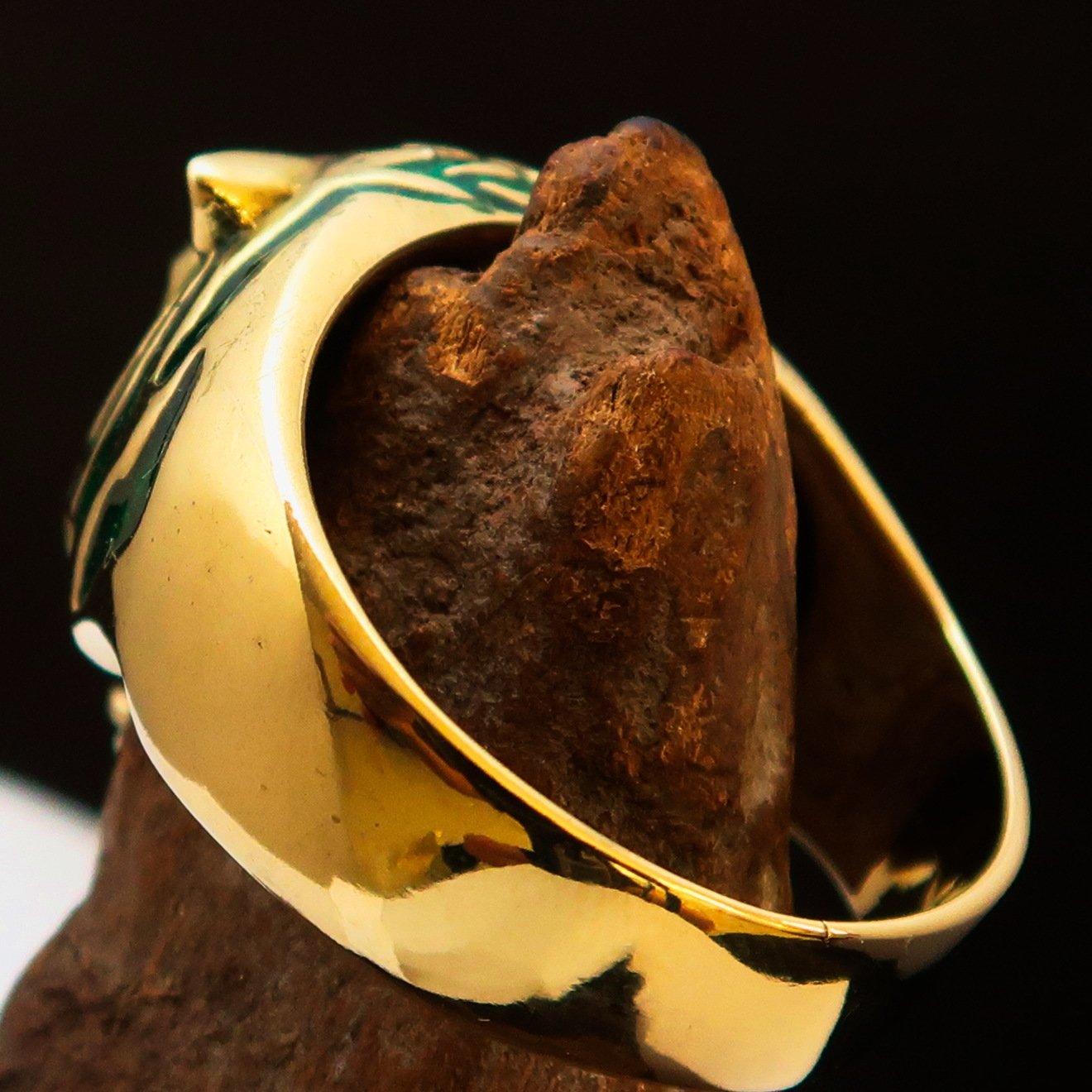 Excellent crafted Men's Animal Ring Male Tiger Green - Brass - BikeRing4u