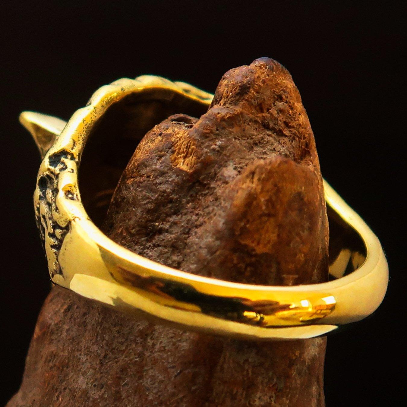 Excellent crafted Men's Animal Ring Coyote Antiqued - Brass - BikeRing4u