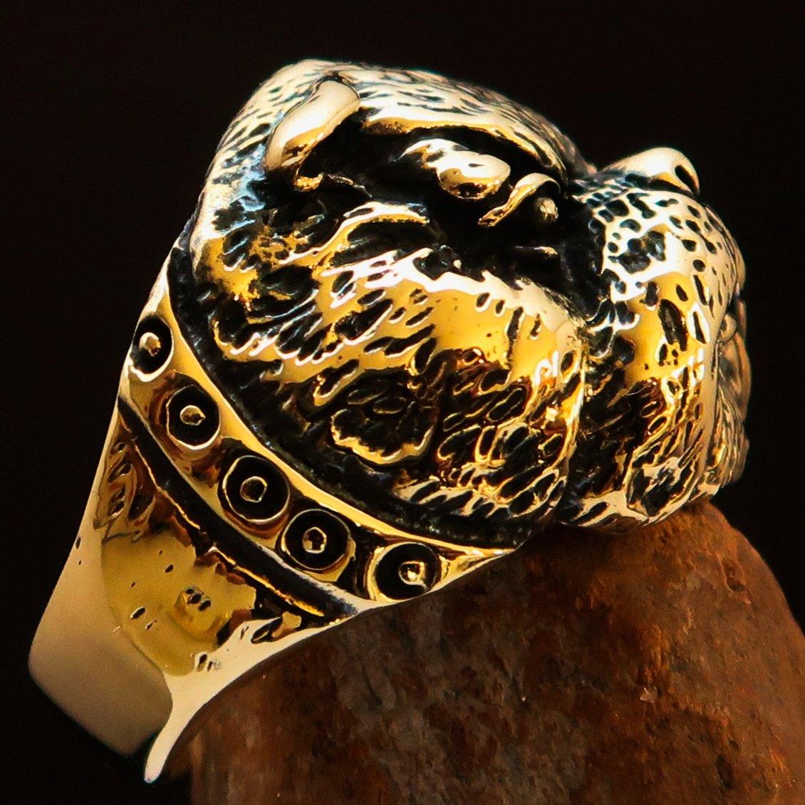 Excellent crafted Men's Animal Ring Bulldog Antiqued - Brass - BikeRing4u