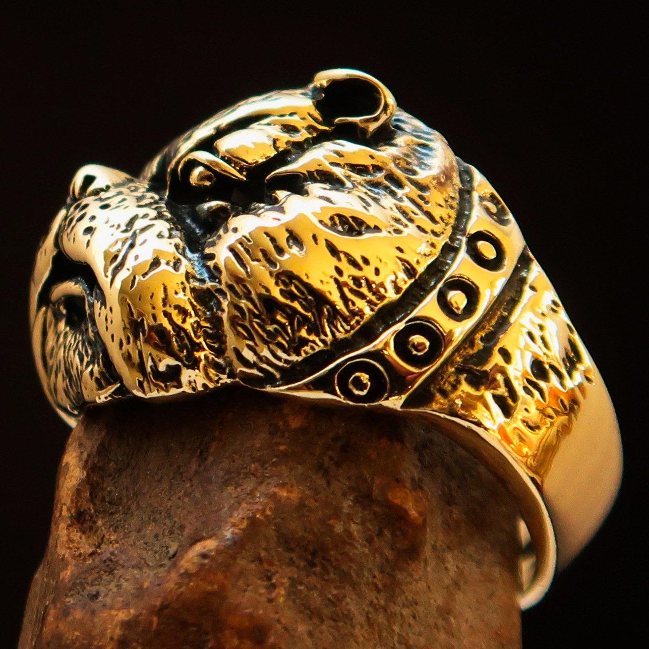 Excellent crafted Men's Animal Ring Bulldog Antiqued - Brass - BikeRing4u