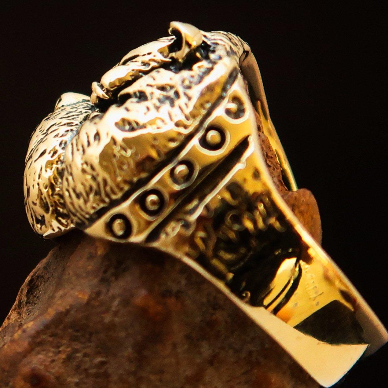 Excellent crafted Men's Animal Ring Bulldog Antiqued - Brass - BikeRing4u