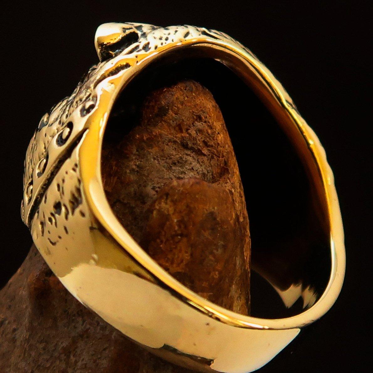 Excellent crafted Men's Animal Ring Bulldog Antiqued - Brass - BikeRing4u