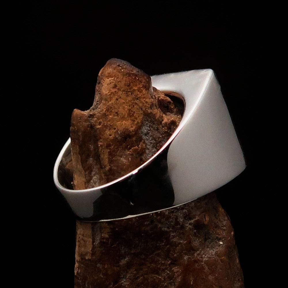 Perfectly crafted Men's Biker Ring Maltese Cross Red - Sterling Silver - BikeRing4u
