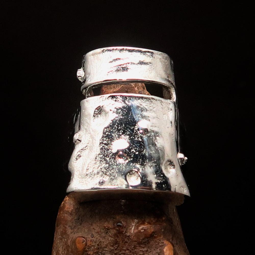Excellent Crafted Men's Ned Kelly Outlaw Ring - Sterling Silver - BikeRing4u