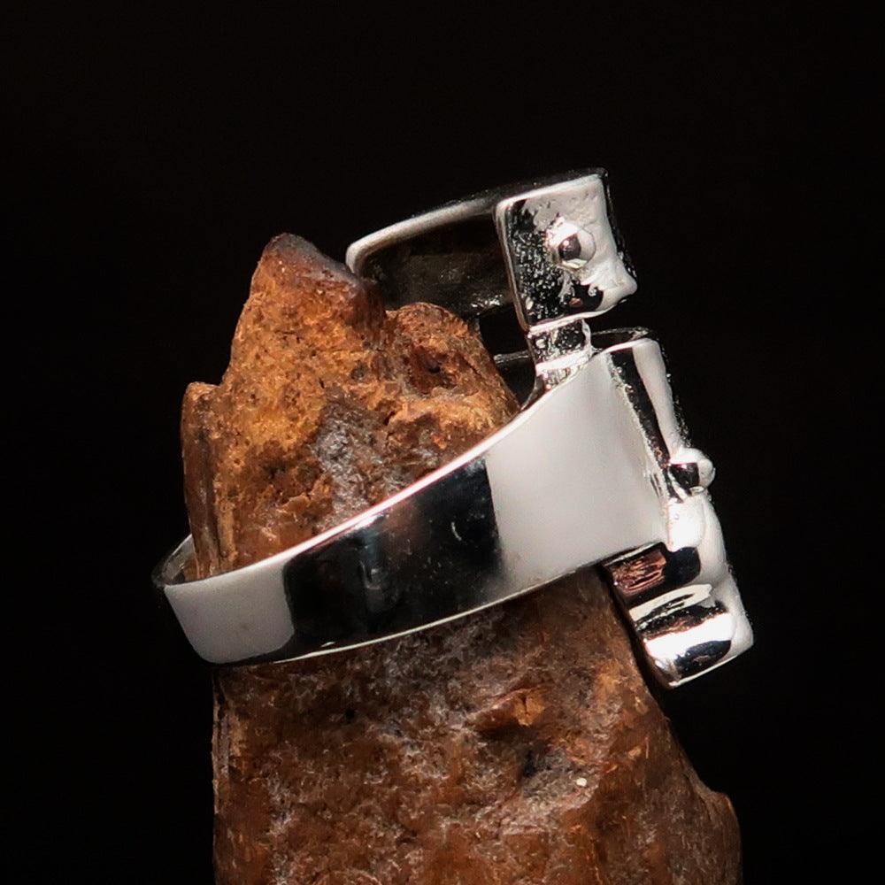Excellent Crafted Men's Ned Kelly Outlaw Ring - Sterling Silver - BikeRing4u