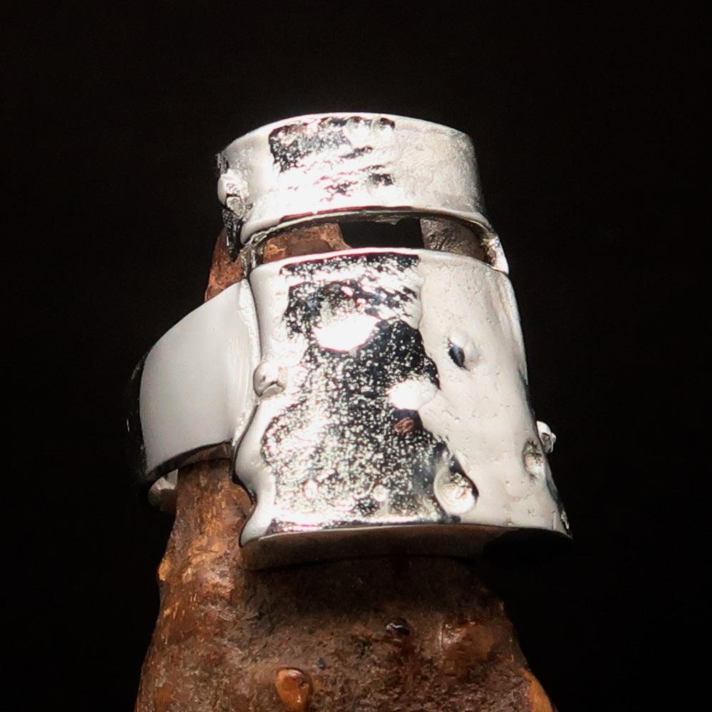 Excellent Crafted Men's Ned Kelly Outlaw Ring - Sterling Silver - BikeRing4u