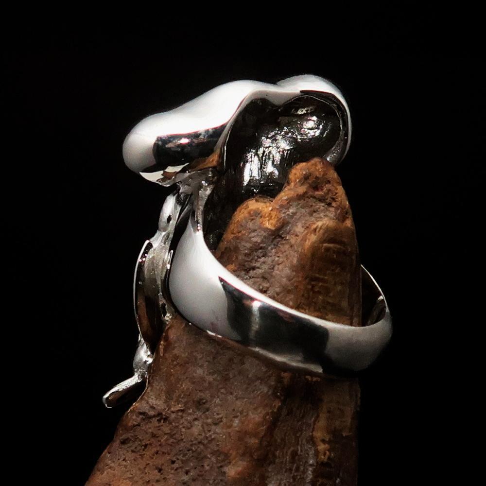 Excellent crafted shiny Men's Chef Skull Ring Knife and Fork - Sterling Silver - BikeRing4u