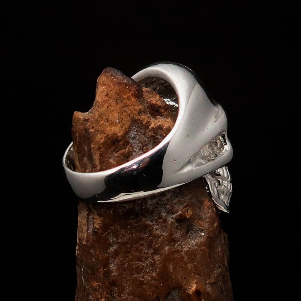 Excellent crafted Men's Skull Ring Black Eye of Ra - Sterling Silver - BikeRing4u