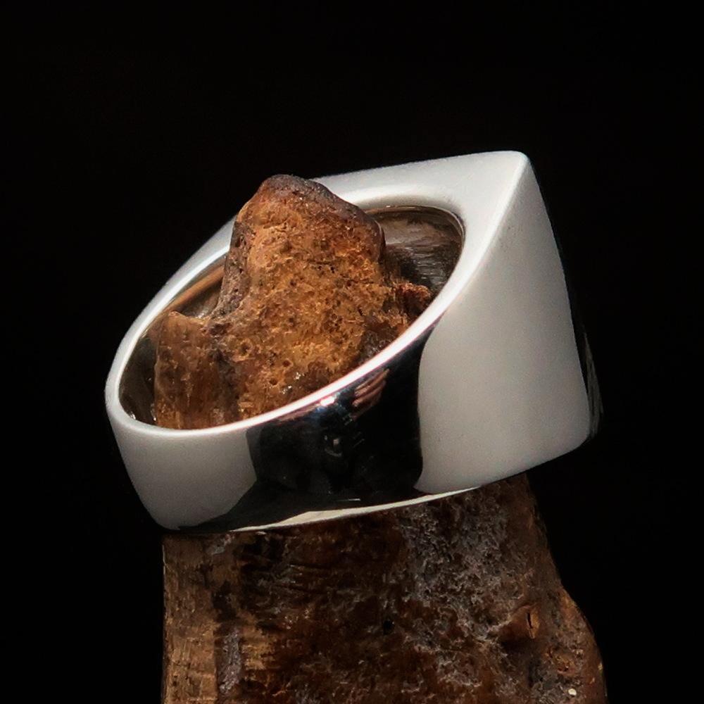 Nicely crafted Men's Knight Ring black Maltese Cross - Sterling Silver - BikeRing4u