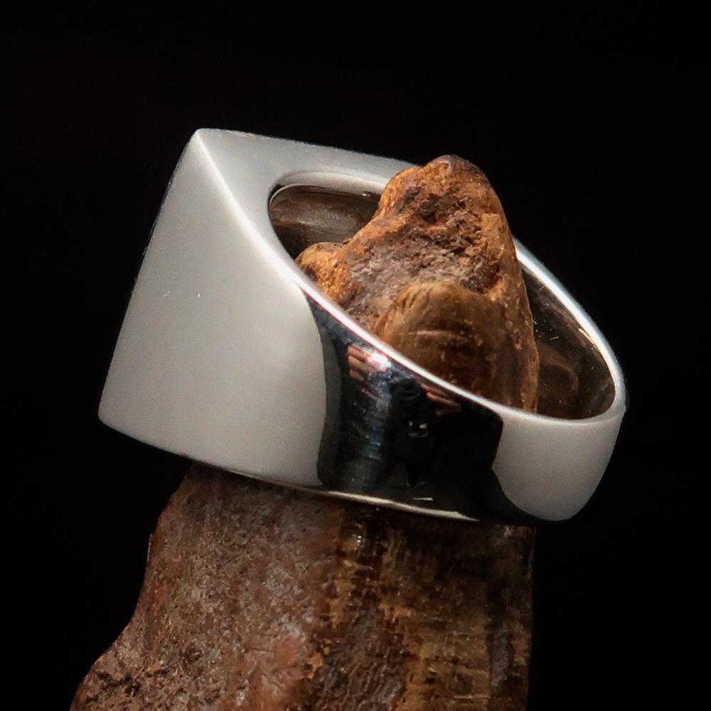 Nicely crafted Men's Knight Ring black Maltese Cross - Sterling Silver - BikeRing4u