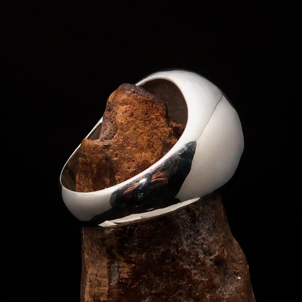 Excellent crafted Men's US Marshall Ring Black Star - Sterling Silver - BikeRing4u