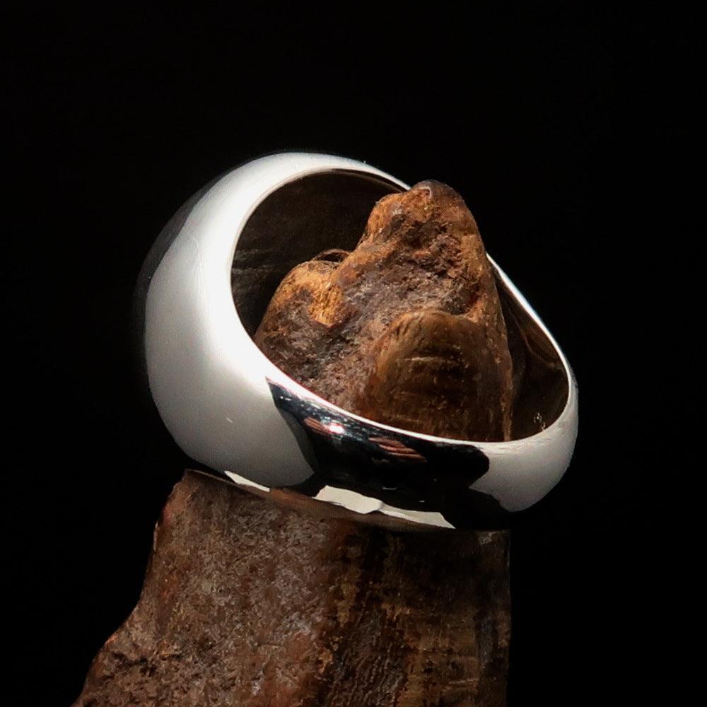 Excellent crafted Men's US Marshall Ring Black Star - Sterling Silver - BikeRing4u