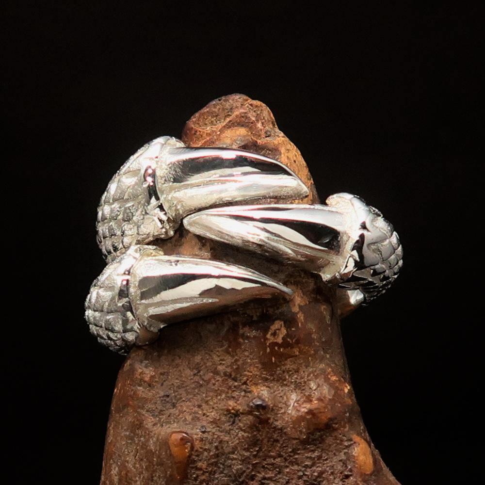 Excellent crafted Men's Medieval Ring Three Claw Dragon Foot Sterling Silver - BikeRing4u