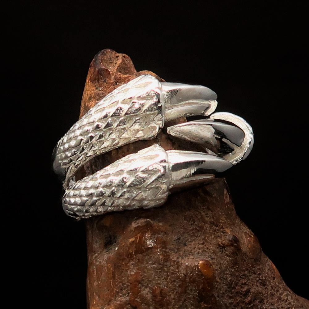 Excellent crafted Men's Medieval Ring Three Claw Dragon Foot Sterling Silver - BikeRing4u
