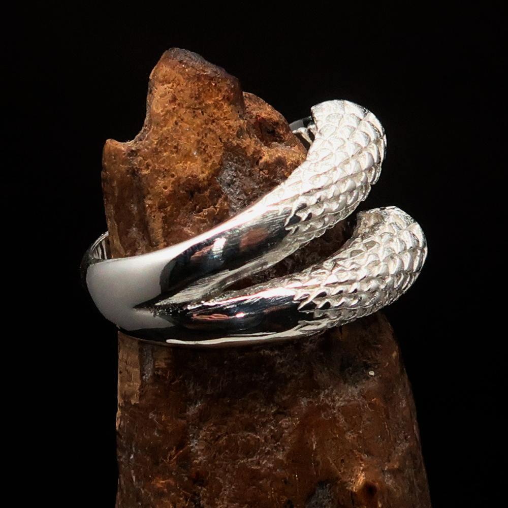 Excellent crafted Men's Medieval Ring Three Claw Dragon Foot Sterling Silver - BikeRing4u