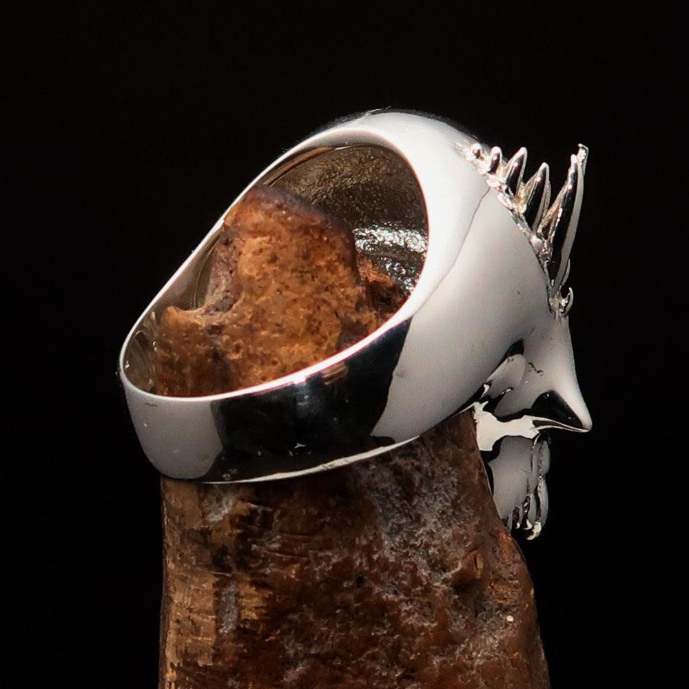 Excellent crafted Men's Vampire Skull Ring Black Diamond 13 - Sterling Silver 925 - BikeRing4u