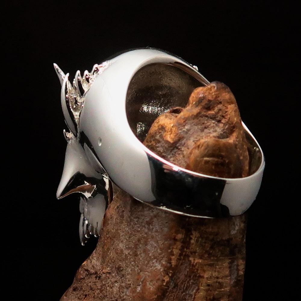 Excellent crafted Men's Vampire Skull Ring Black Diamond 13 - Sterling Silver 925 - BikeRing4u