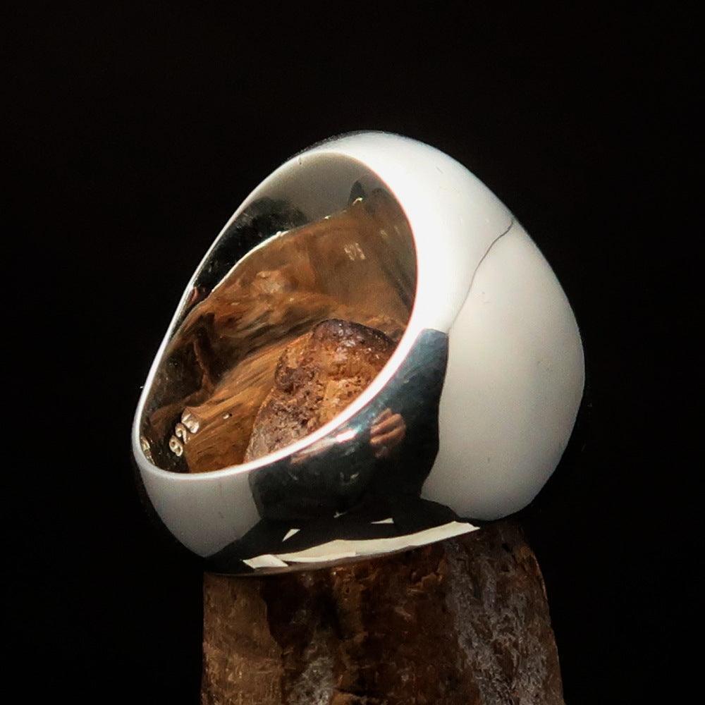Excellent crafted oval Men's Black Vampire Skull Ring - Sterling Silver - BikeRing4u
