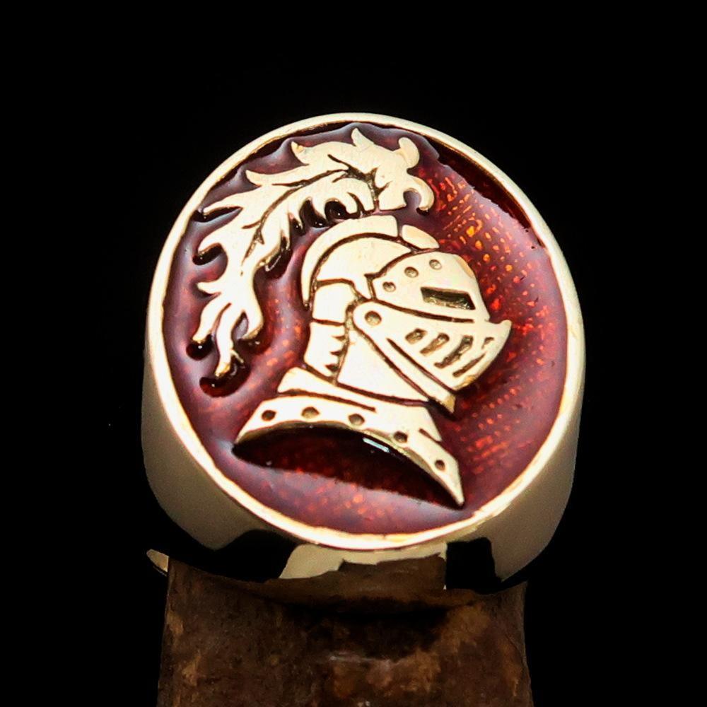 Perfectly crafted Men's Medieval Ring Brave Knight Orange - Solid Brass - BikeRing4u