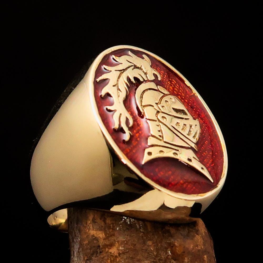Perfectly crafted Men's Medieval Ring Brave Knight Orange - Solid Brass - BikeRing4u