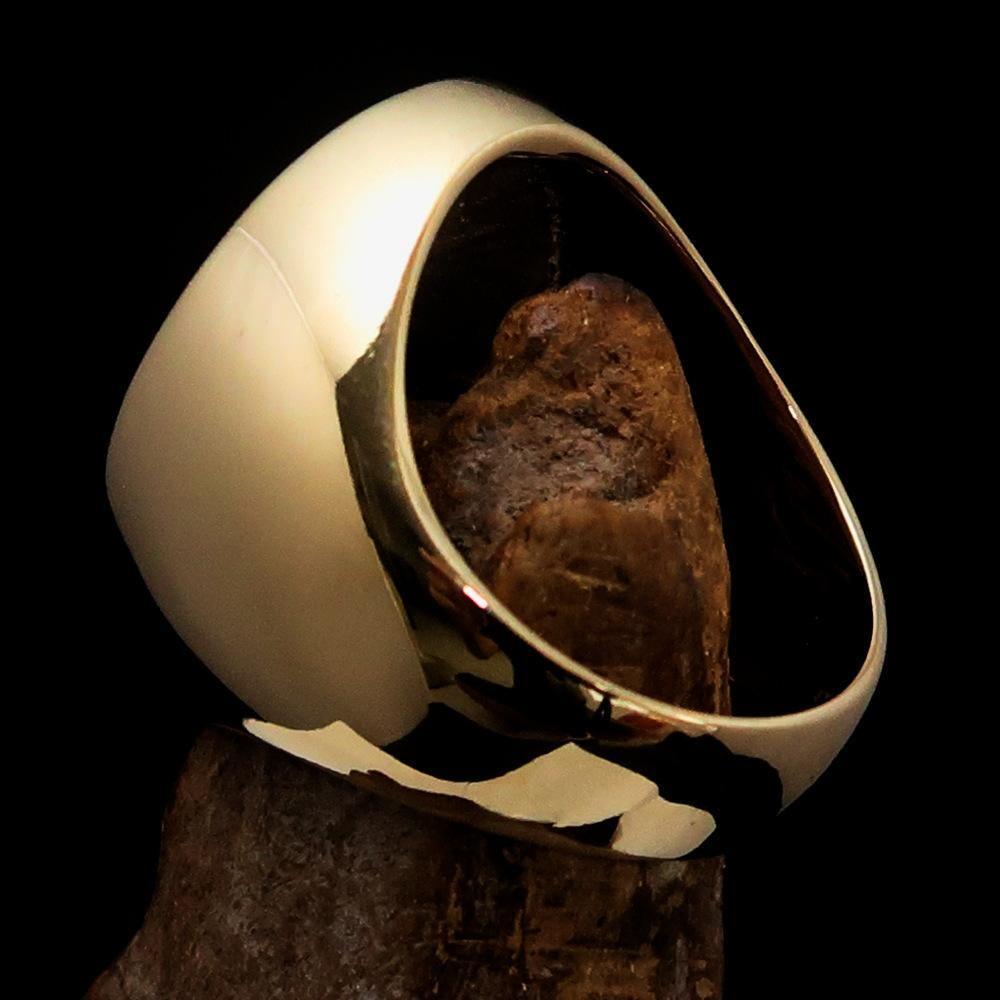 Perfectly crafted Men's Medieval Ring Brave Knight Orange - Solid Brass - BikeRing4u