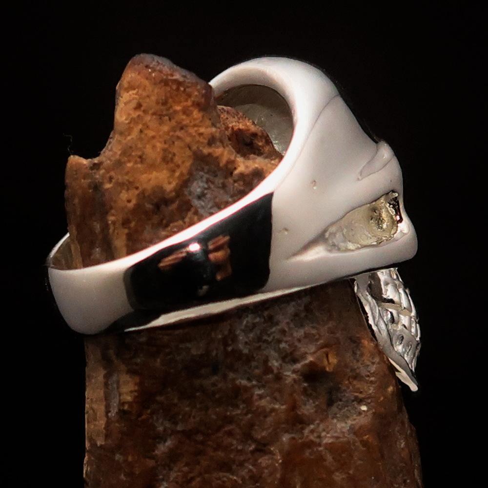 Excellent crafted Men's Skull Ring red Eye of Ra - Sterling Silver - BikeRing4u