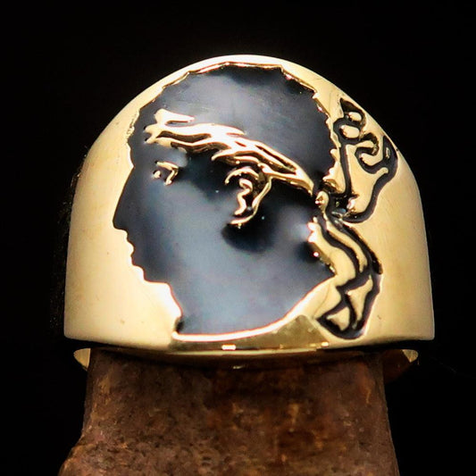 Excellent crafted Men's black National Flag Ring Corsica - solid Brass - BikeRing4u
