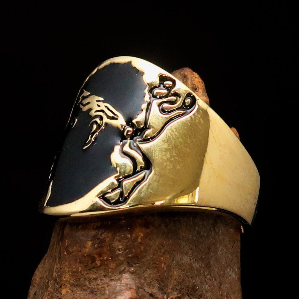 Excellent crafted Men's black National Flag Ring Corsica - solid Brass - BikeRing4u