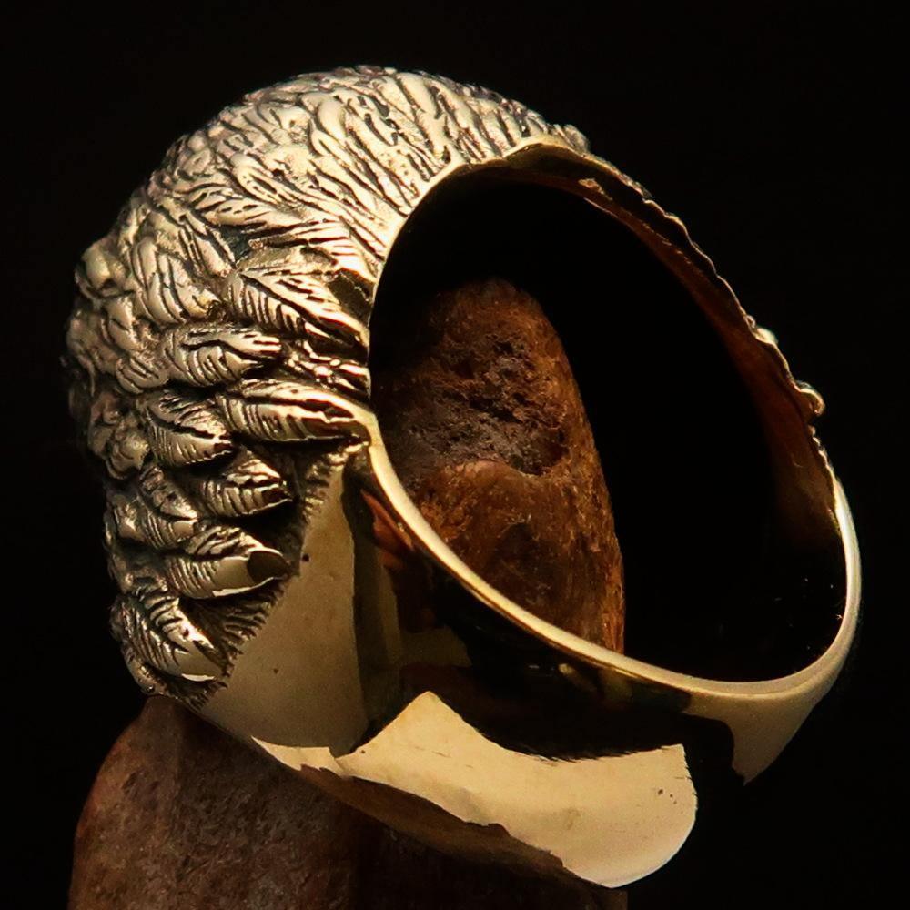 Excellent crafted Men's Biker Ring Eagle Head white CZ - Solid Brass - BikeRing4u