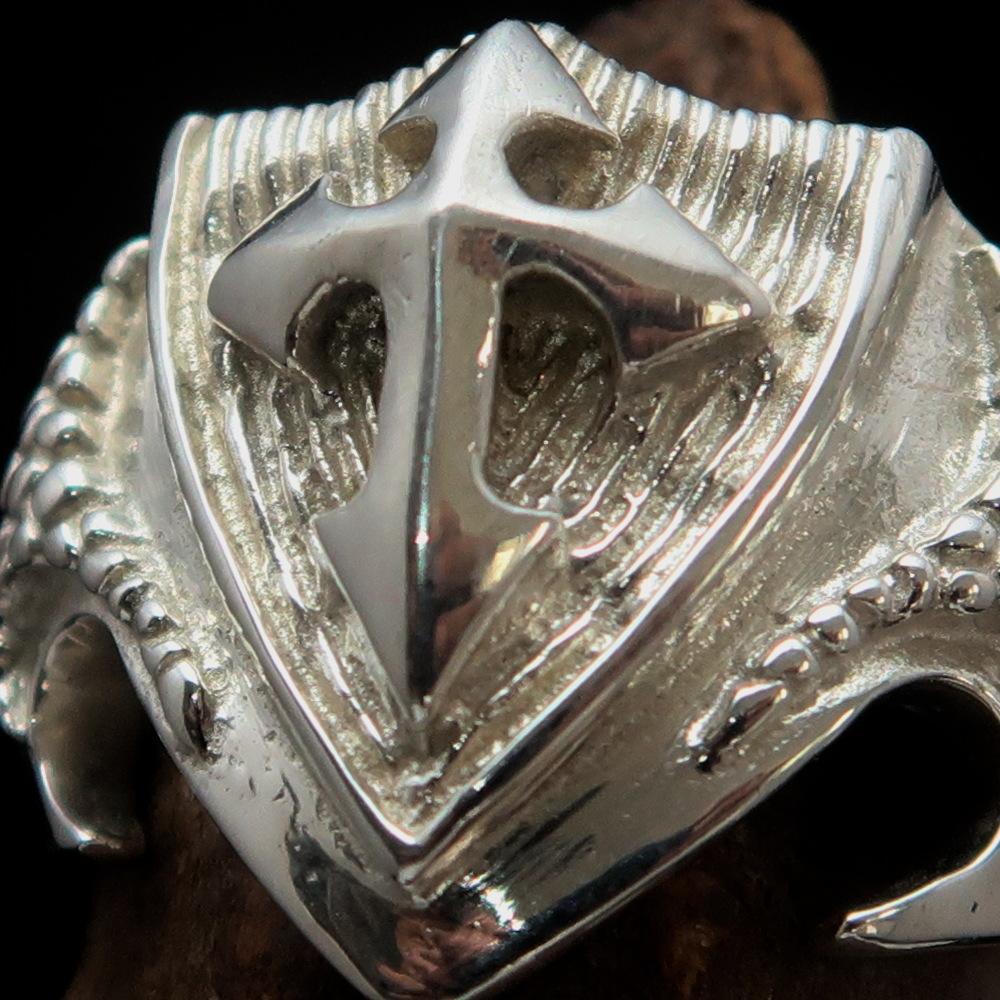 Medieval Sterling Silver Men's Knight Ring Templar Cross - BikeRing4u