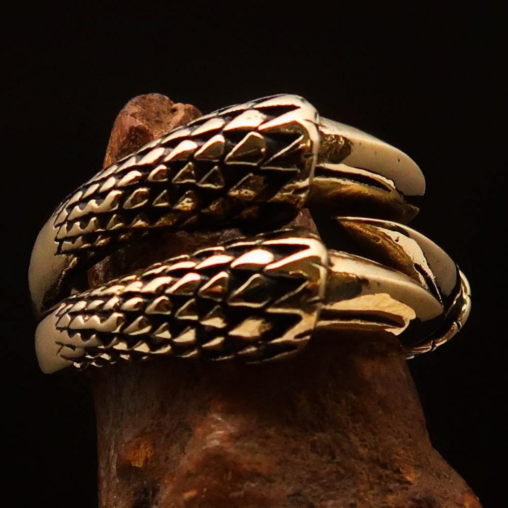 Excellent crafted Men's Medieval Ring Three Claw Dragon Foot Solid Brass - BikeRing4u