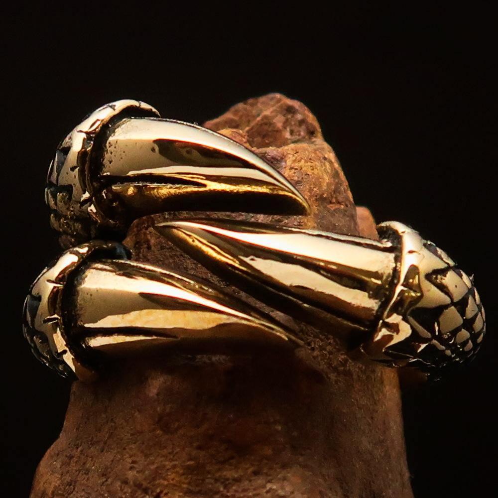 Excellent crafted Men's Medieval Ring Three Claw Dragon Foot Solid Brass - BikeRing4u
