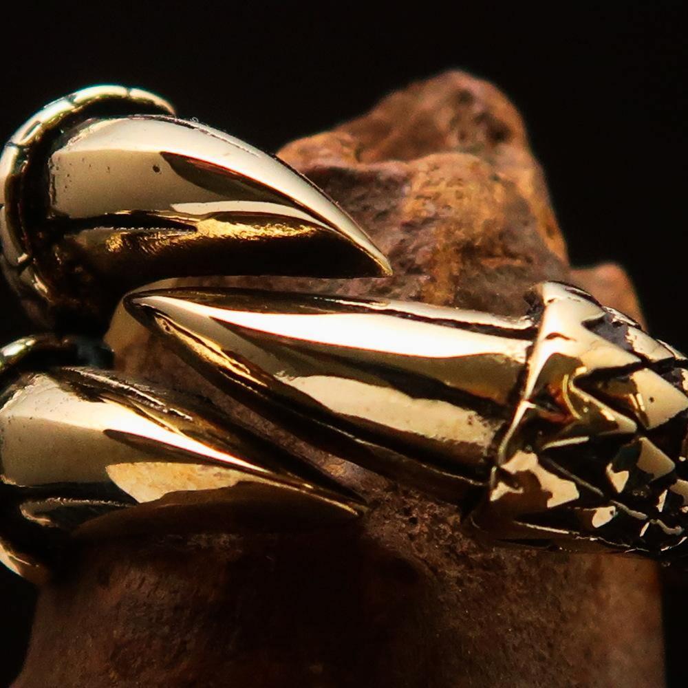 Excellent crafted Men's Medieval Ring Three Claw Dragon Foot Solid Brass - BikeRing4u