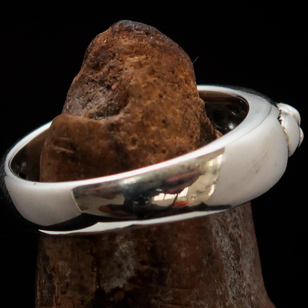 Men's Sterling Silver Band Ring 4 small Skulls - BikeRing4u