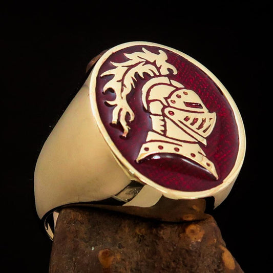 Perfectly crafted Men's Medieval Ring Brave Knight Red - Solid Brass - BikeRing4u