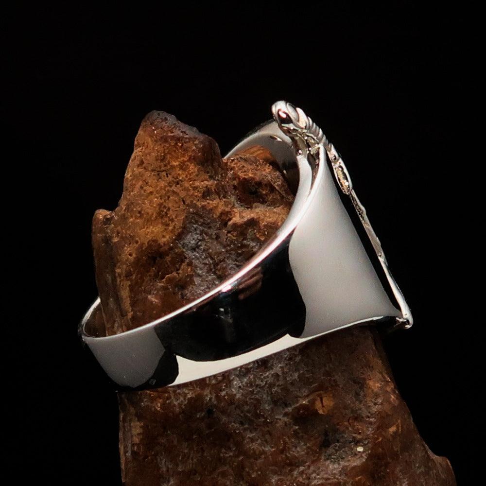 Crossed Swords Men's green Knights Templar Cross Ring - Sterling Silver - BikeRing4u