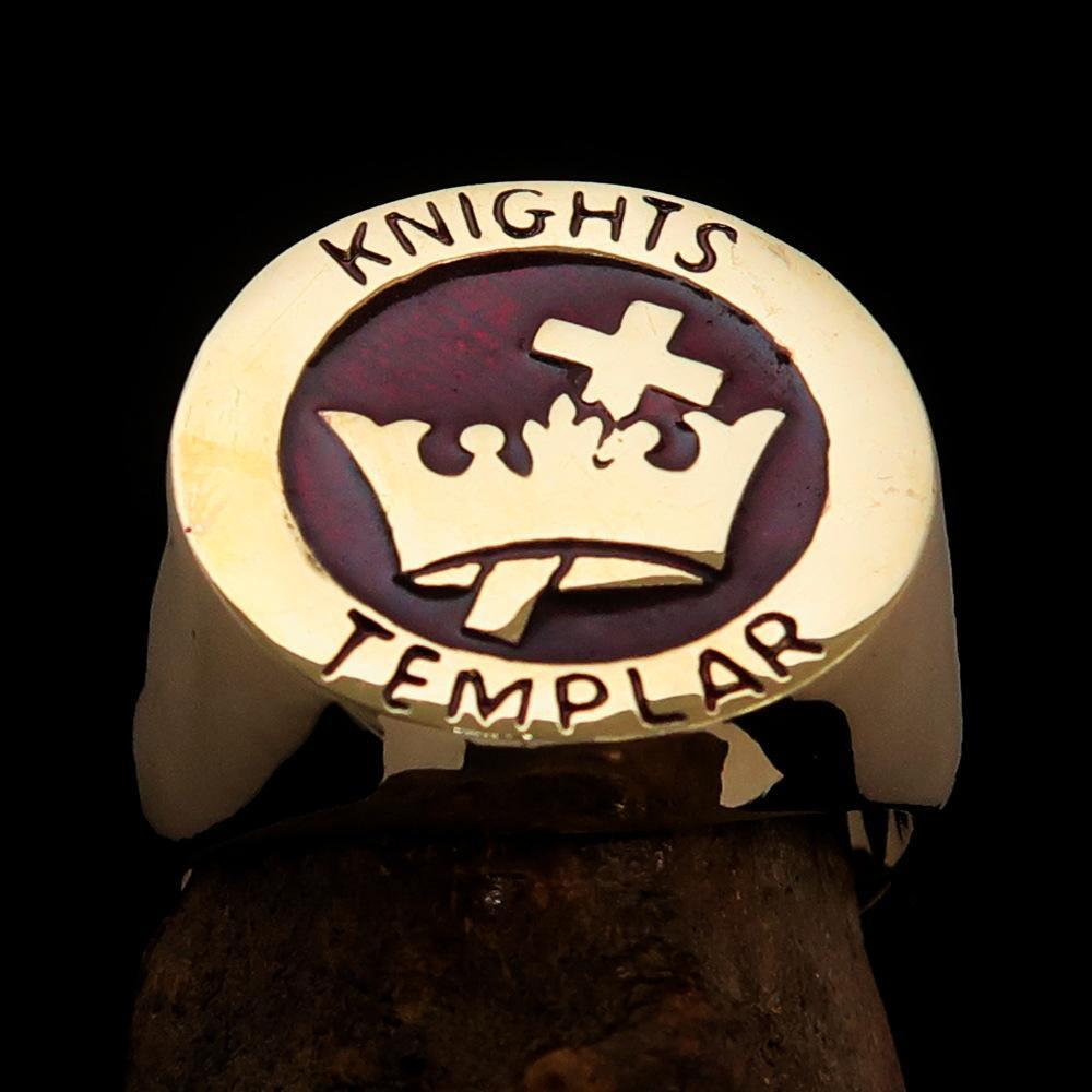 Excellent crafted Men's Red Knights Templar Ring - Solid Brass - BikeRing4u