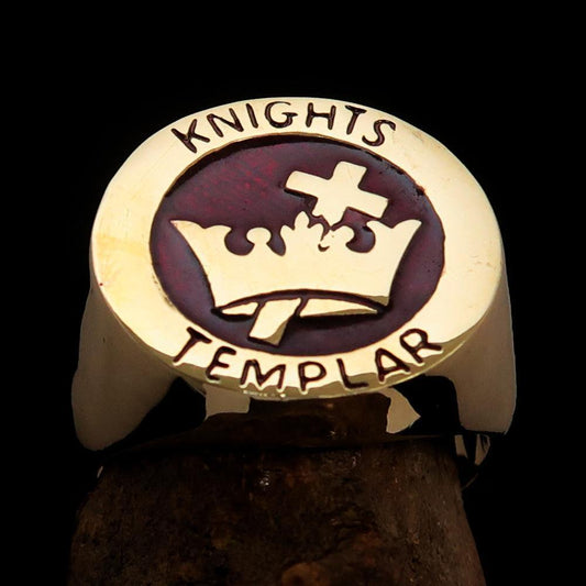 Excellent crafted Men's Red Knights Templar Ring - Solid Brass - BikeRing4u