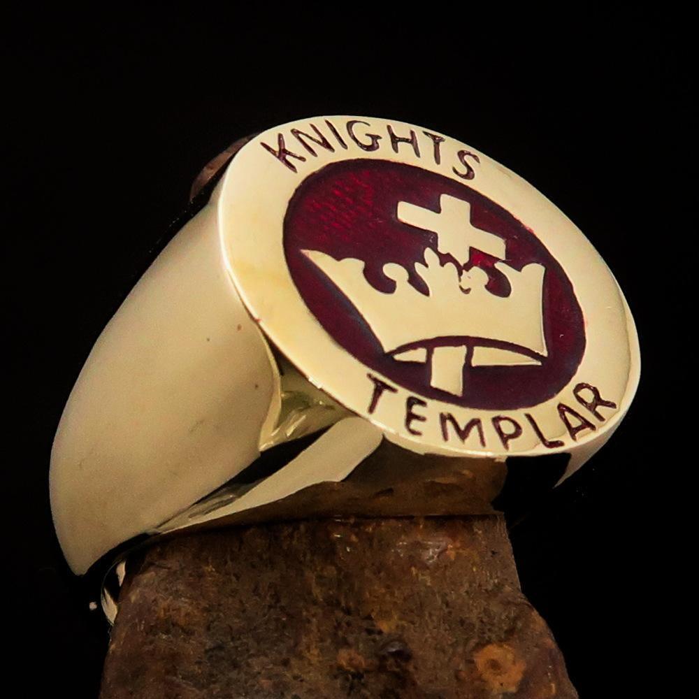 Excellent crafted Men's Red Knights Templar Ring - Solid Brass - BikeRing4u