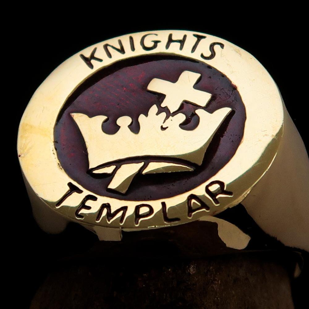 Excellent crafted Men's Red Knights Templar Ring - Solid Brass - BikeRing4u