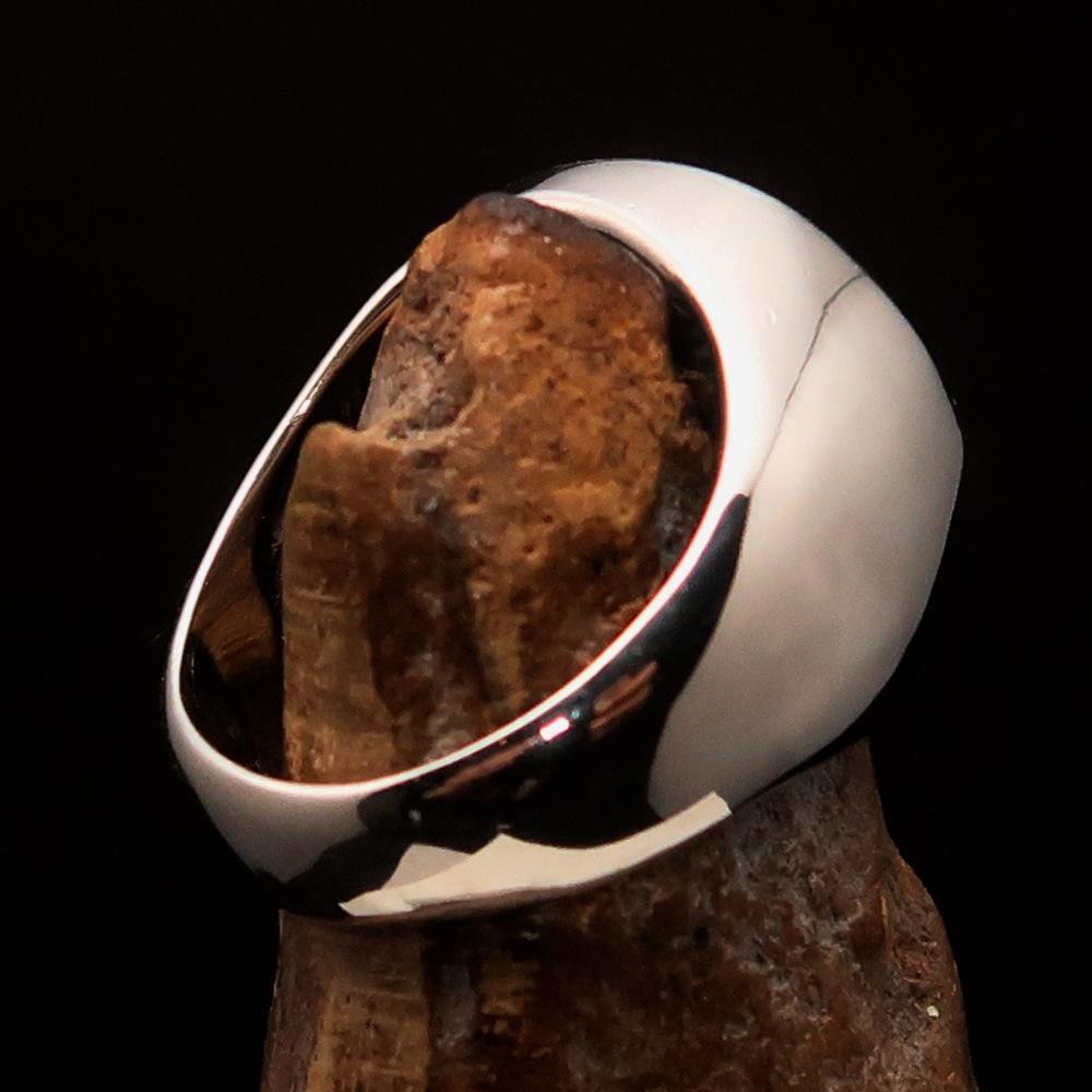 Excellent crafted Men's green Knights Templar Ring - Sterling Silver - BikeRing4u
