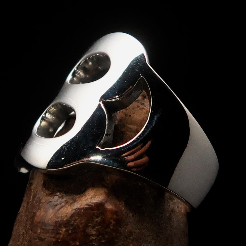 Mirror polished Men's Sterling Silver Initial Ring one bold Letter B - BikeRing4u
