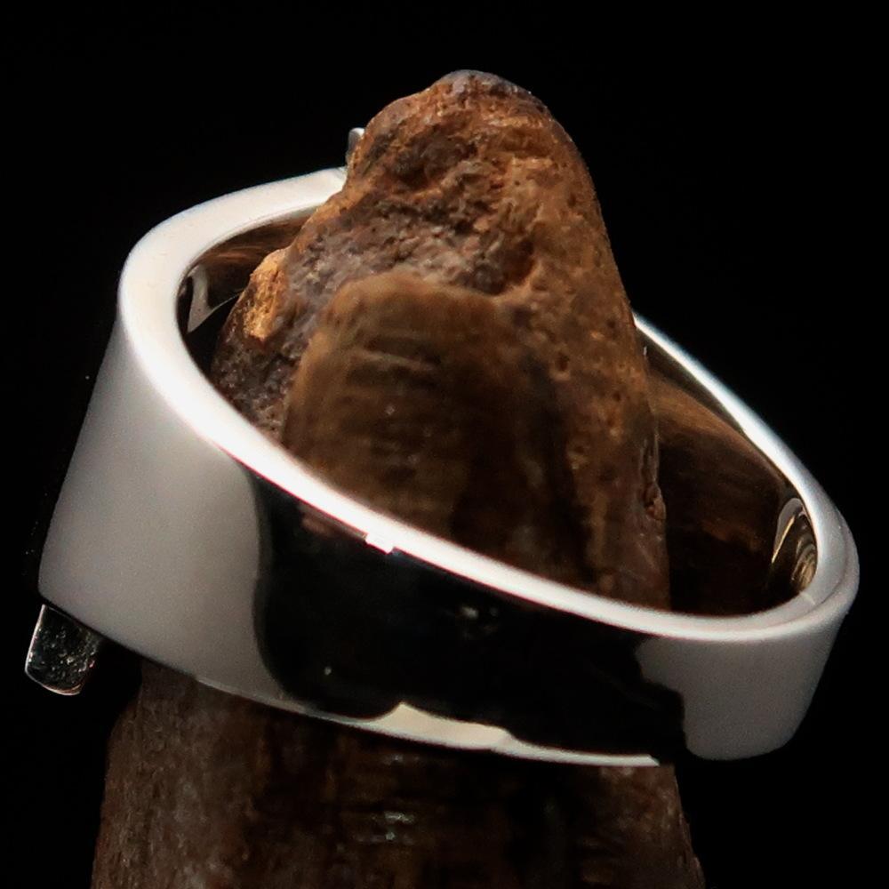 Mirror polished Men's Sterling Silver Initial Ring one bold Letter L - BikeRing4u